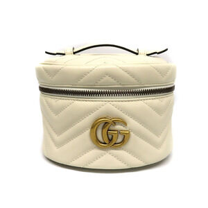 Gucci 598594 2149 Chain Backpack Leather GG Marmont White